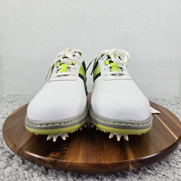 Footjoy Contour Closeout White Lime Leather Athletic Spiked Golf Cleat Men 9.5 M - Picture 4 of 14